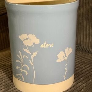 Rae Dunn Blue & White Utensils Holder- STORE- with Floral Pattern- New